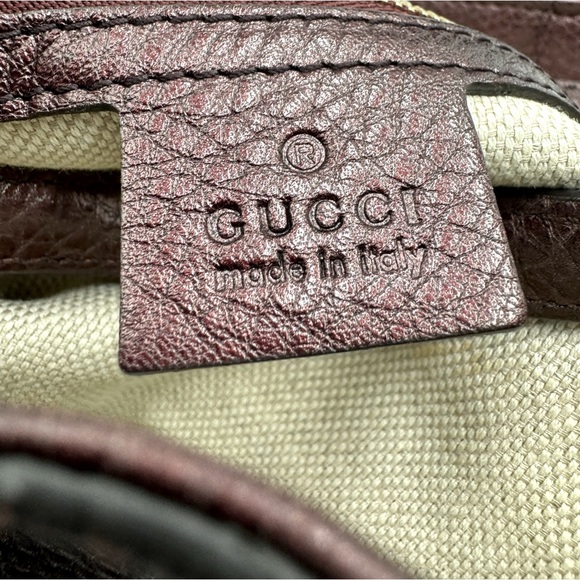 Auth Gucci Small Metallic Purple Leather Cellarius Convertible Soho Tote Bag - Picture 14 of 16